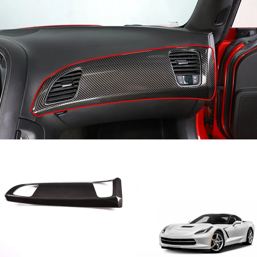 Car Carbon Fiber Co-Pilot Dashboard Panel Cover Trim A/C Air Outlet Vent Cover Trim for Chevrolet Corvette C7