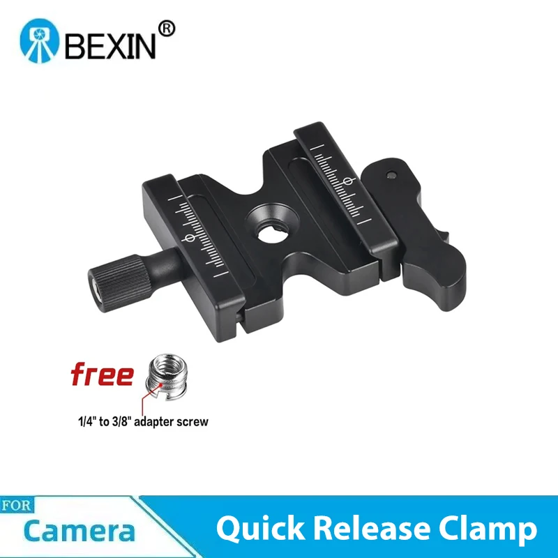 BEXIN QJ-06 Camera Tripod Quick Release Plate Clamp Double Lock Mount Adapter Plate Clamp for Arca Swiss Camera Tripod Ball Head