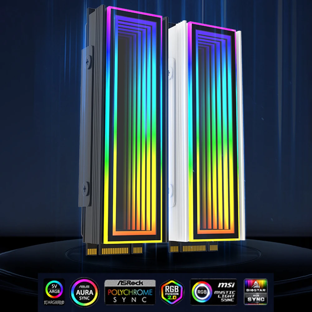 5-1 szt. Radiator RGB M.2 2280 SSD M2 5V 3PIN ARGB AURA Sync aluminium M.2 2280 Nvme półprzewodnikowy Radiator chłodzący