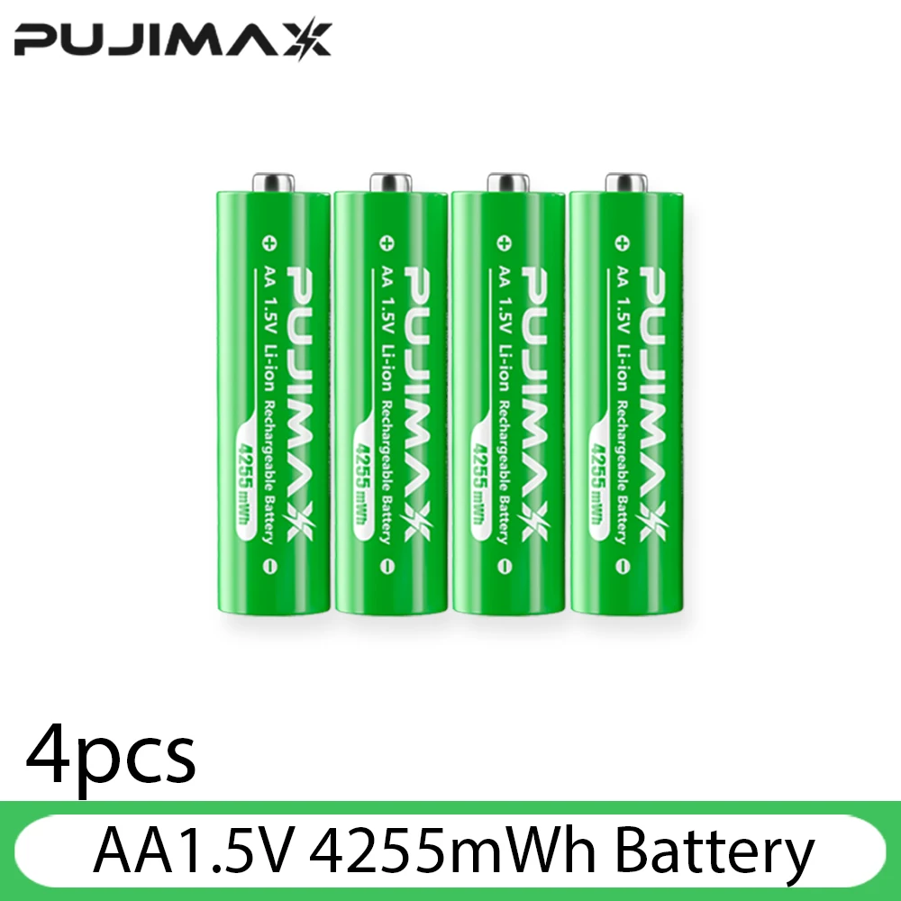 PUJIMAX 4/8/12 Slot AA 4255mWh Smart Oplaadcompartiment 1,5V Lithiumbatterij Oplaadbare Oplader Set Grote Capaciteit