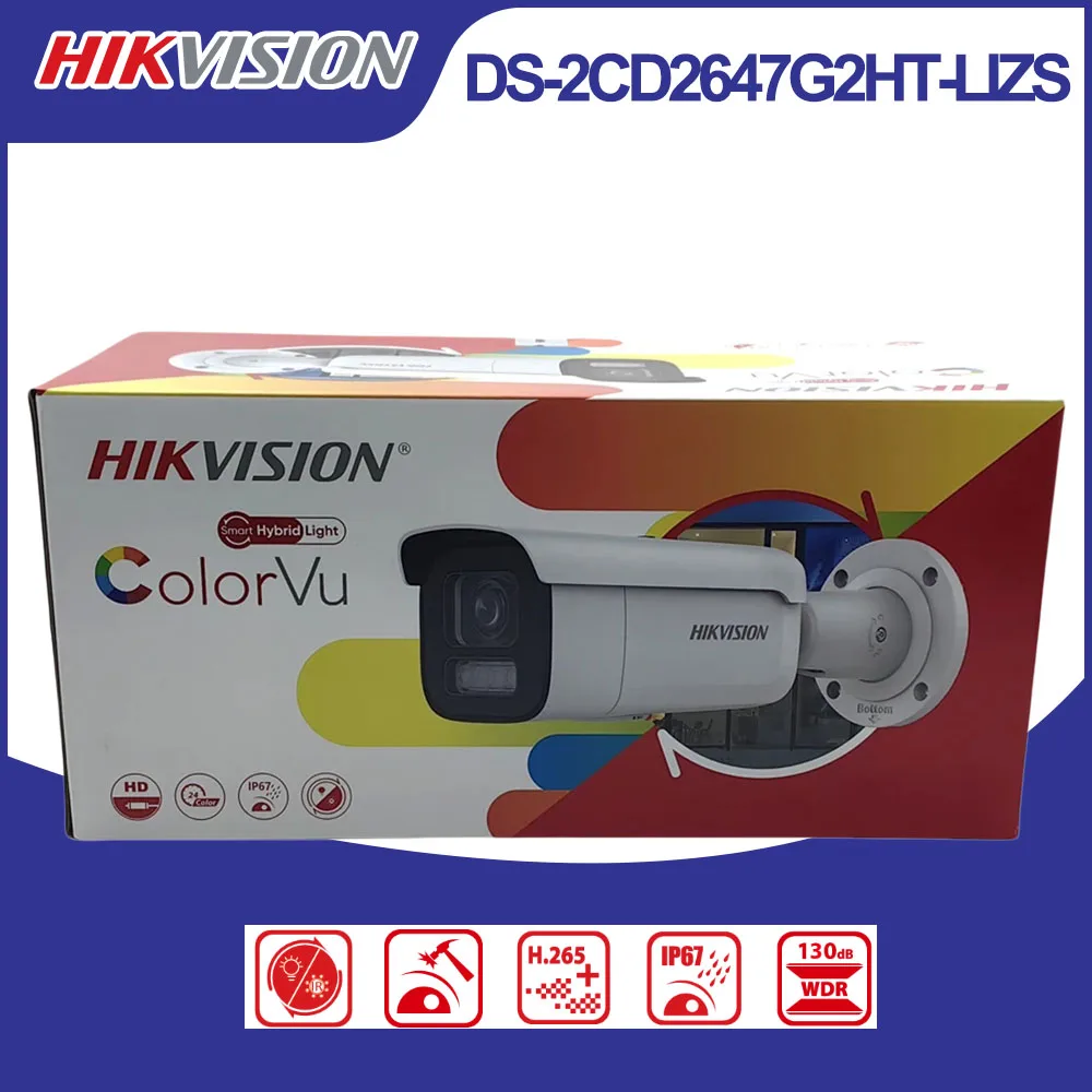 

Hikvision DS-2CD2647G2HT-LIZS 4MP POE IP Camera 2.8-12mm Motorized Zoom Full Color IP67 IK10 Outdoor Security Bullet Camera