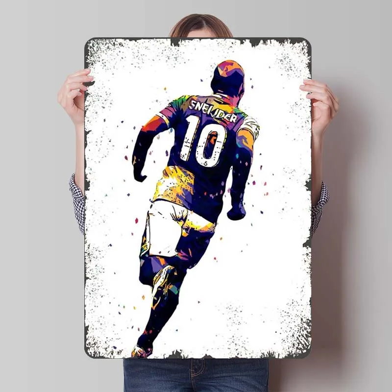 Wesley Sneijder Pop Art Metal Sign Sports Poster Vintage Metal Plate Custom Tinplate Signs for Wall Art Decoration Corner Coffee