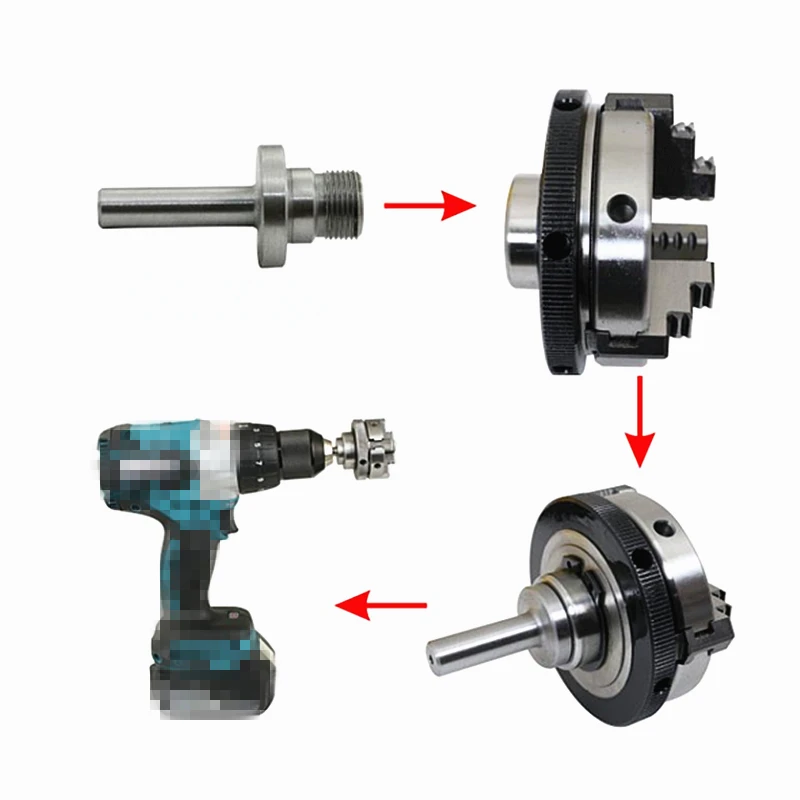 

3/4 Jaw Wood Lathe Chuck Accessory 50/65/80 Mm Chuck Connector, Suitable for DIY Metal Wood Lathe Tools Clamping Accessories