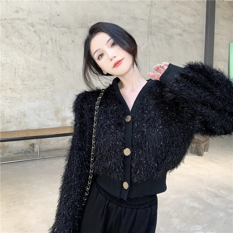 

Модный вязаный лоскутный кардиган большого размера, верхняя одежда для женщин, осень-зима, новое поступление