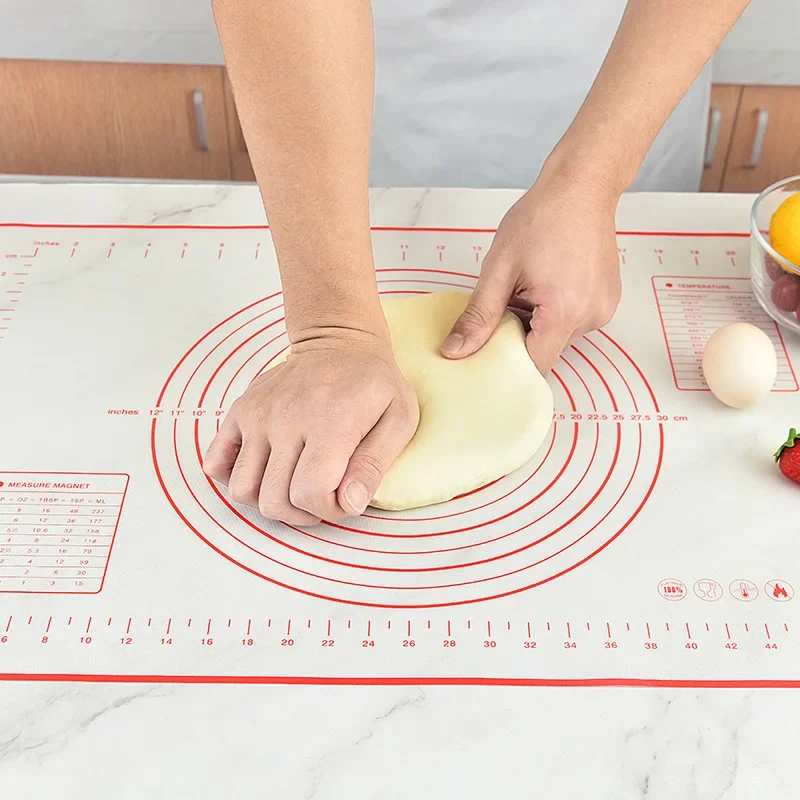 Silicone Baking Dough Rolling Mat Non-stick Kneading Pad with Scale Dumplings Pies Pizza Cooking Plate Kitchen Pastry Cake Tray