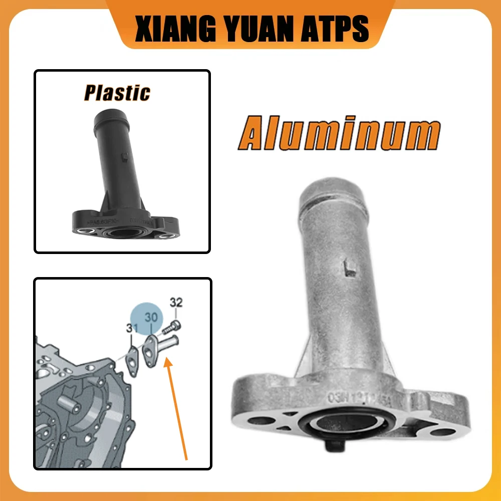 

Aluminium or Plastic 03H121145A 95510623100 03H121144A Engine Coolant Flange For Porsche VW CC Passat Phaeton Touareg Audi Q7 V6