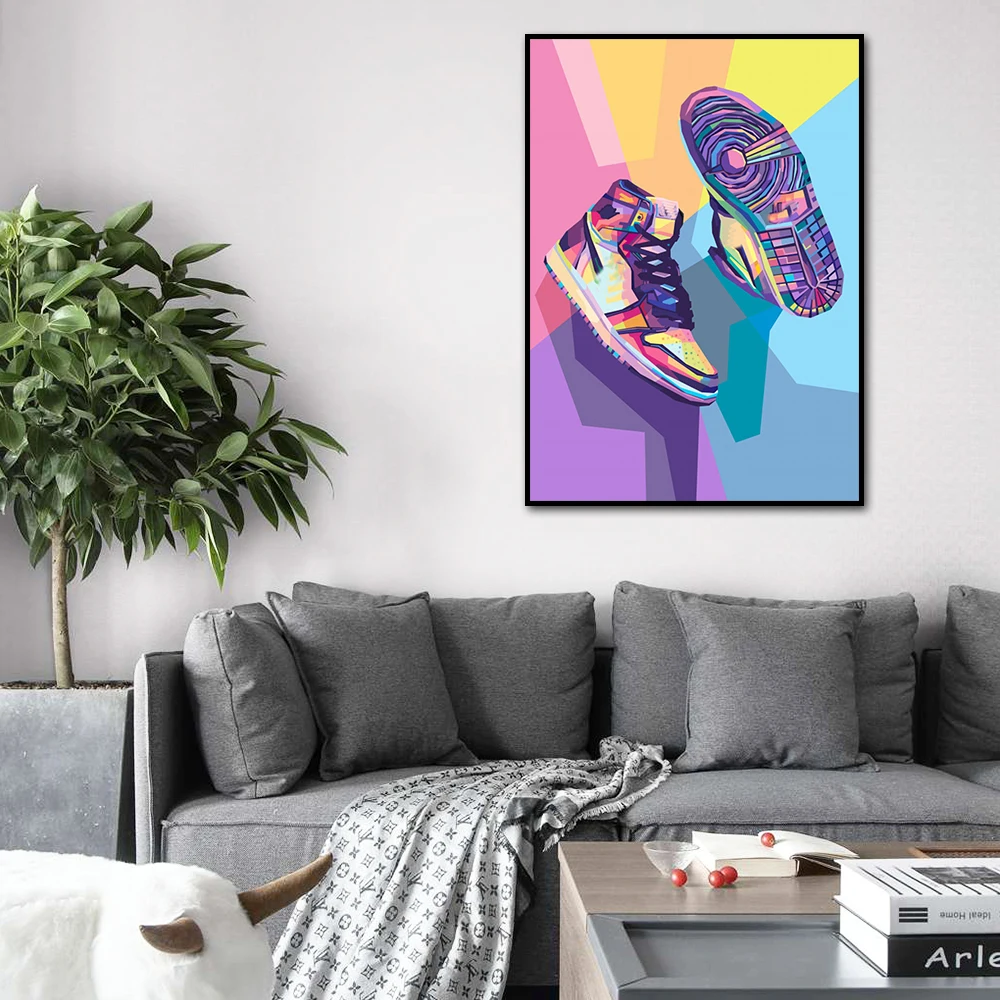 Graffiti Fashion Sneakers Wall Art Poster Modern Pop Basketball Shoes Home Decoration Canvas Painting Prints Living Room Murals