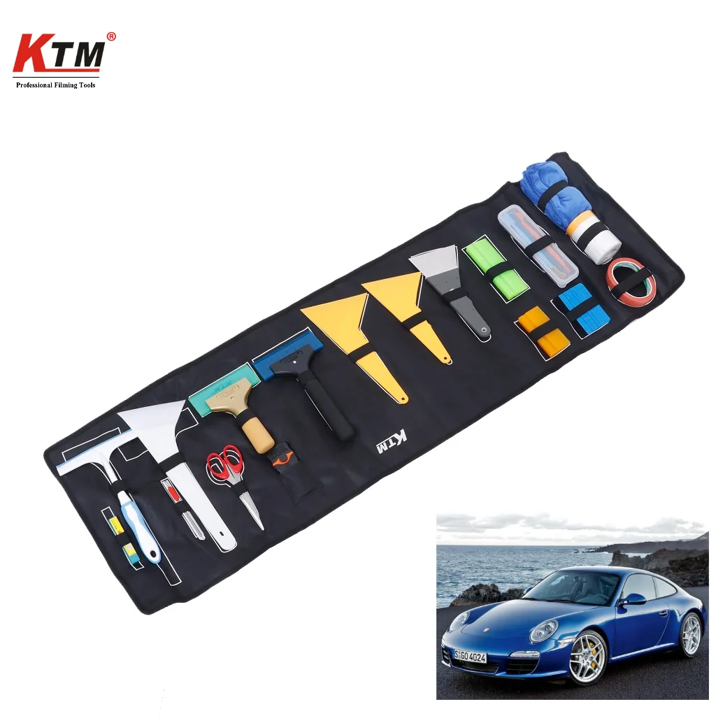 

KTM 18Pcs/Set Car Film Wrap Tools Kit Squeegee Set Vinyl Scraper Cutter for Vehicle Window Tint Wrapping Tools Vinyl Spatula Car