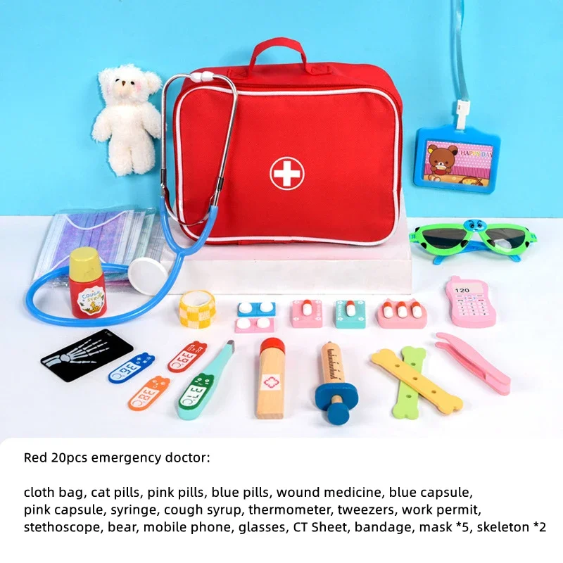 Educational Toys For Kids Toys Role Pretend Play Toy Wooden Pretend Play Doctor Children's Toy Girl Medical Simulation Toys Set