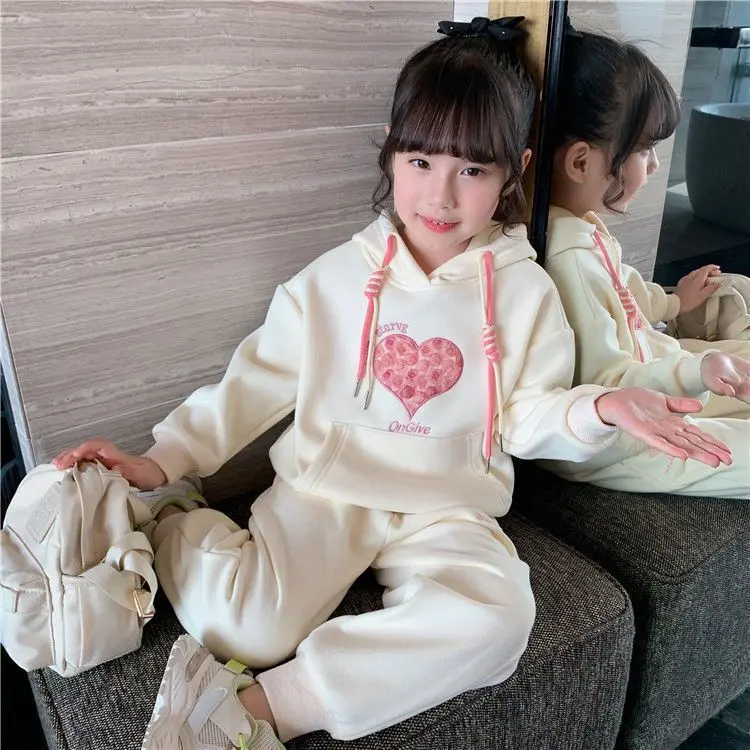 2024 Spring Girls Clothing Sets Kids Casual Sweatshirt+pant 2pcs Suit Autumn Tracksuit Children\'s Thicken Printing Sportswear