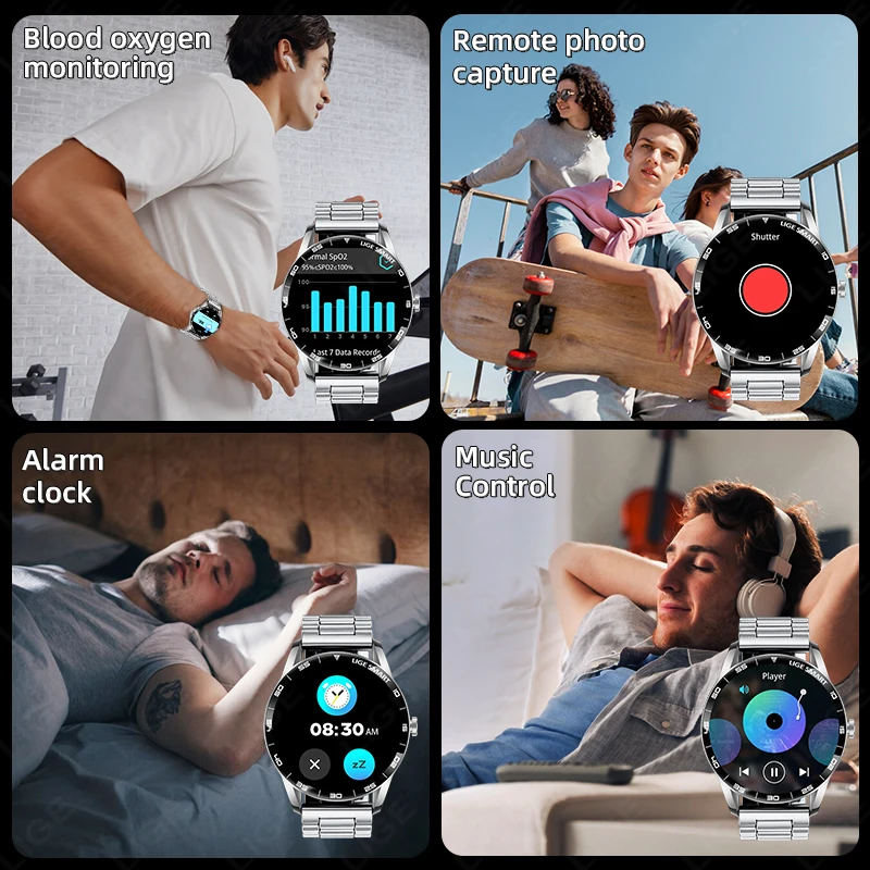 LIGE Nowy Smartwatch Męski ze Stali 1,38 cala Połączenia Bluetooth Zegarki Biznesowe Męskie Monitorowanie Aktywności Fitness Sportowy Pomiar Tętna Zdrowotny Smartwatch