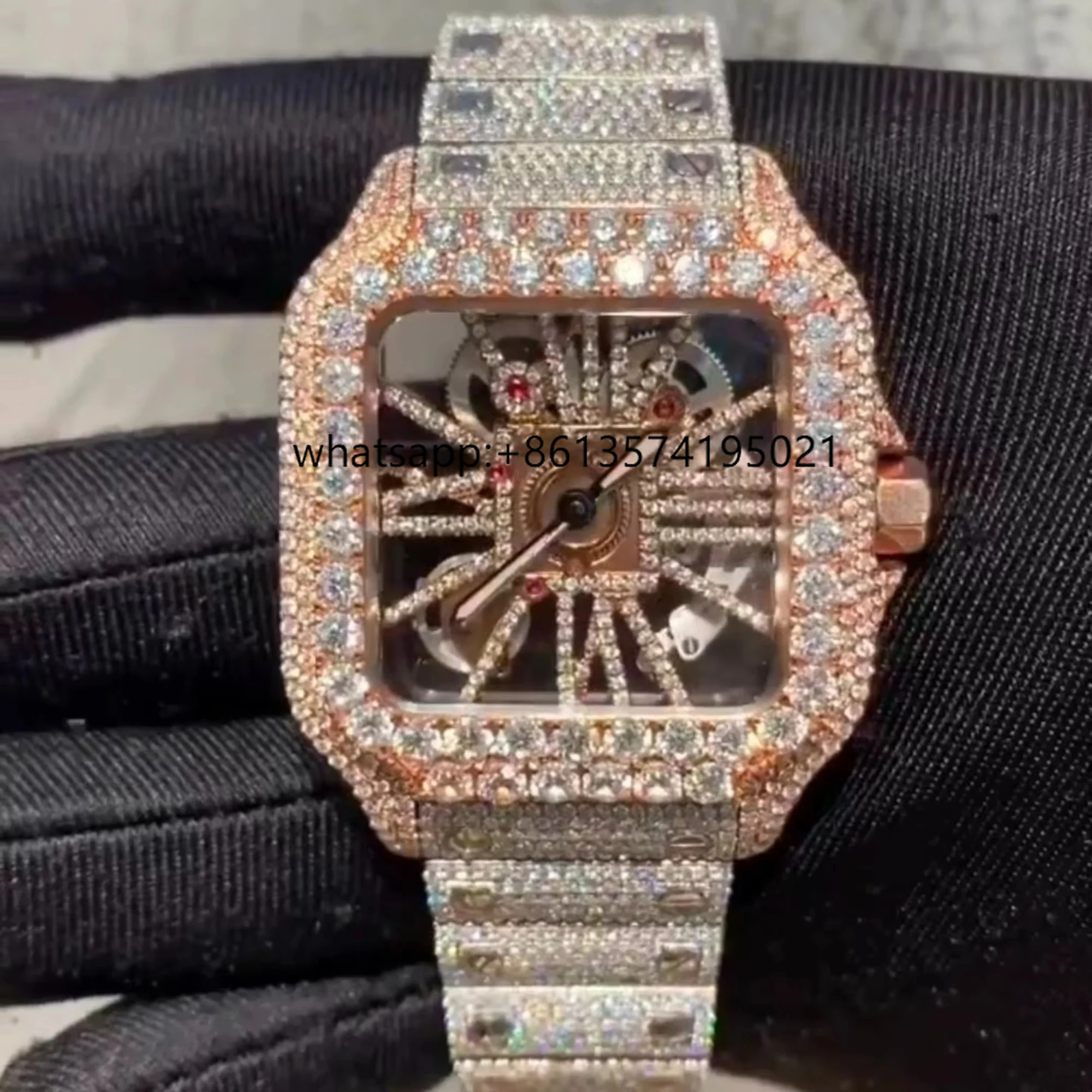

Wholesale Hip Hop VVS Moissanite Watches Lced Out of Automatic Mechanical Sports Luxury Designer Diamond Watches for Men