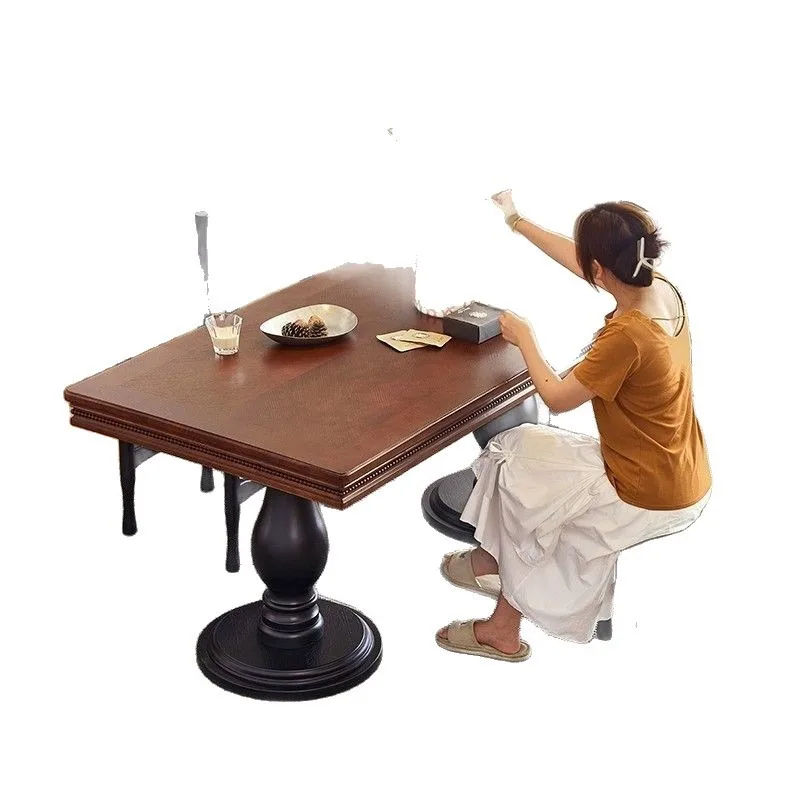 Solid wood dining table Large board table Thickened Roman
