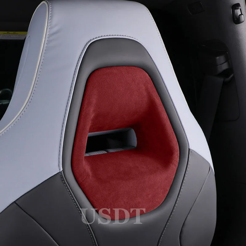 

2PCS for BYD Seal Atto 4 EV 2022 2023 2024 Top Suede Car Seat Back Headrest Pillow Adjust Button Frame Decoration Cover Trim