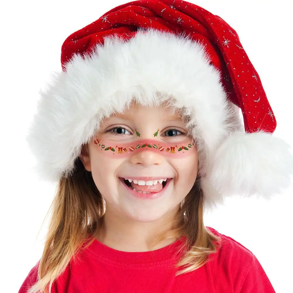 Рождественская временная татуировка для лица, 10 шт./12 шт., рождественский макияж для взрослых, косметика для лица, фестивальная вечеринка