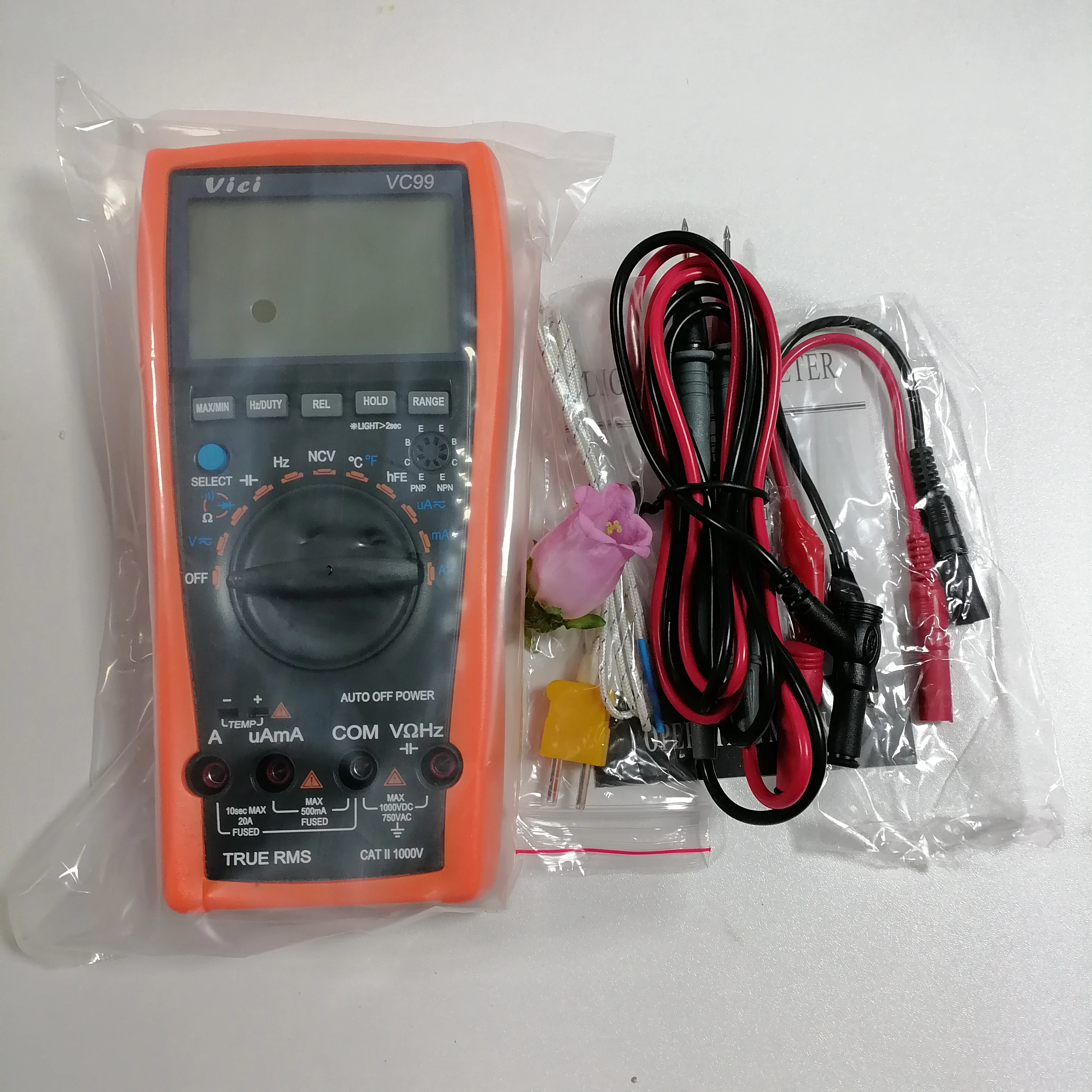 Auto Range Multímetro Digital Vc99 dc ac Tensão Corrente Resistência Capacitância Medidor Alligator Probe 100 Original