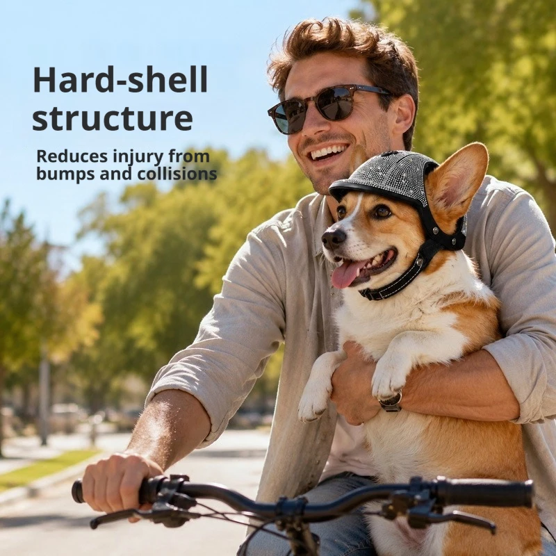 Haustier-Schutzhelm für Hunde und Katzen, Hartschalen-Reithelm für kleine Haustiere, Schutzkappe für Fahrrad, Motorrad und Outdoor-Reisen, Komfortabel