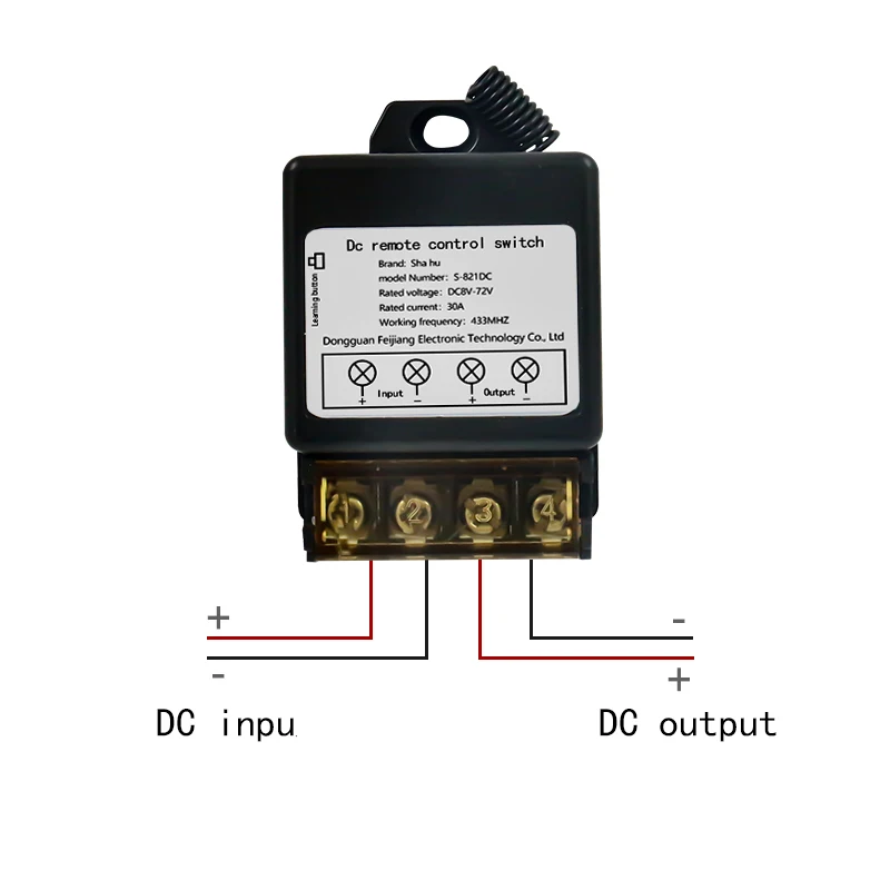 Wireless remote control switch 30A 12-72V DC For DIY circuit modification and use with RF433 remote control