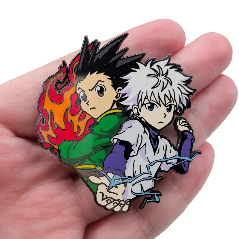 Anime hunter x hunter emblemas gon killua zoldyck broches mangá