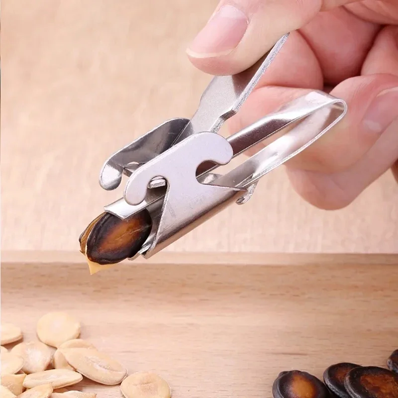 Stainless Steel Sheller Peanut Tongs Melon Seed Opener Sunflower Seed Peeler Walnut Tongs Kitchen Tools Household Accessories