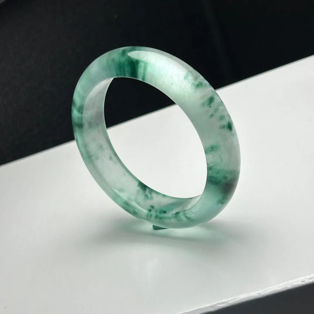 AAA Natural ice Green Flower Myanmar Jade jadeite bracelets bangle 56-64mm