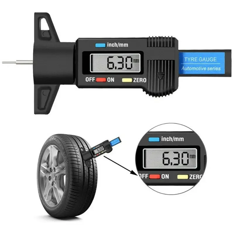 Digital Car Tyre Thickness Gauges Depth Meter for Safe Auto Tyre Tread Monitoring Tyre Wear Detection Measure Caliper Instrument