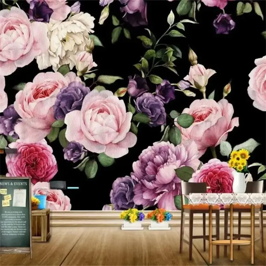 

Custom wallpaper 3D mural hand-painted rose mural living room bedroom restaurant hotel relief oil painting forest elk wallpaer
