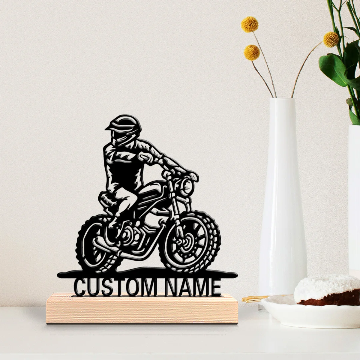 1 pièce Jeu de société sur base en bois personnalisé et mignon sur le thème de la moto, pour les stratèges, cadeau unique pour les joueurs, décoration de bureau rétro