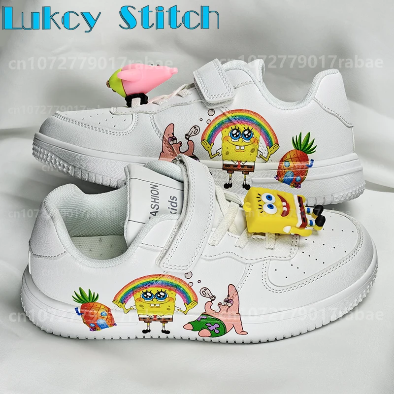 Spongebob Gif children Shoes Student Casual Kid Sneakers girls boys Running Fashion Sports Shoes cute Christmas Birthday Gif