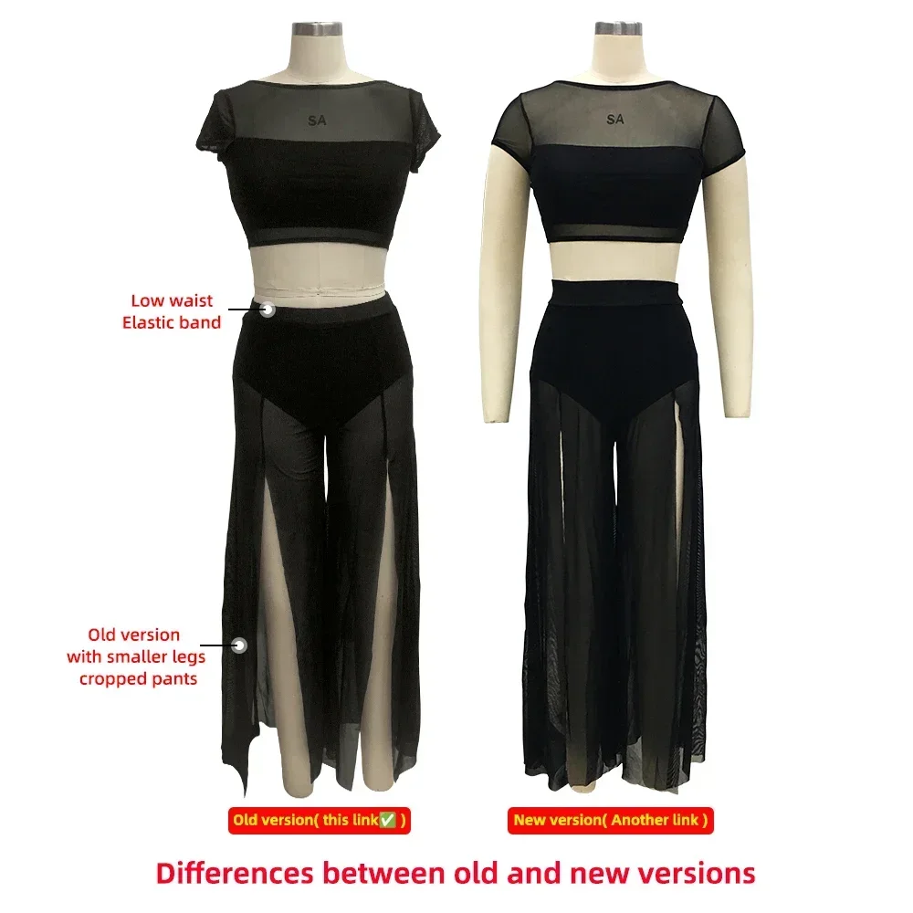 Old Version Inventory Cleared Lyrical Dance Wear for Women Girls Crop Top Wide Leg Pants 2piece Set Performance Costume Outfit