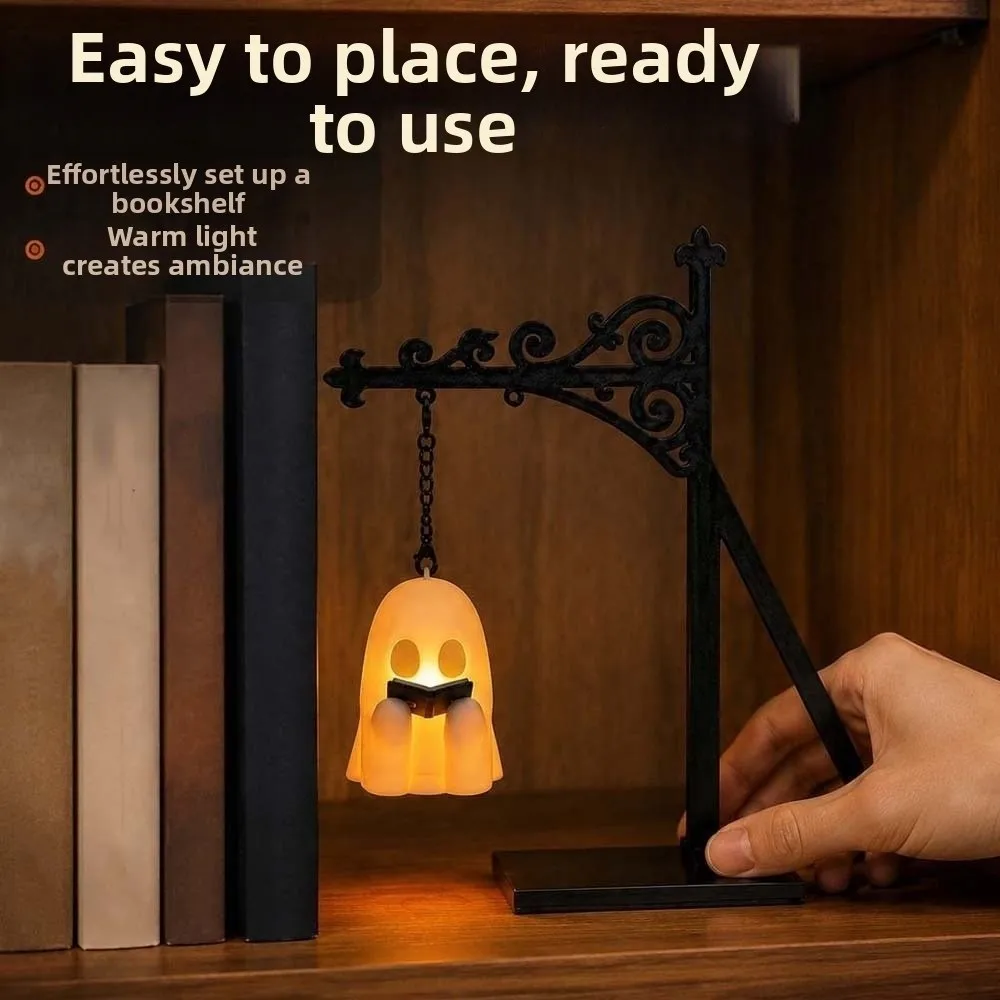 LED Light Bookshelf Insert Light Vintage Style Lightweight Halloween Ghost Lamp Durable Plastic Hook Design