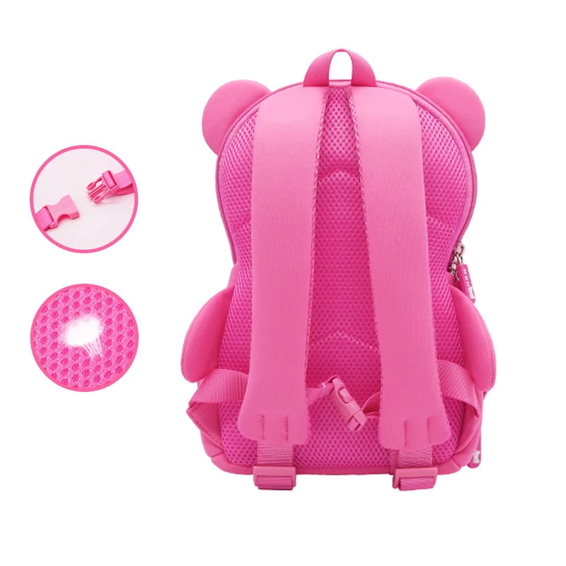 3D Pink Bear Backpack for Girls Kindergarten Kids School Bags Waterproof Light Weight Children Kawaii Schoolbag Mochila Infantil