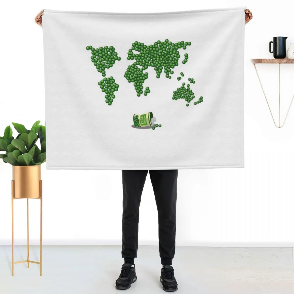 

World Peas. Funny Puns. World Peace. Throw Blanket Wrinkle Resistant Lightweight Blanket