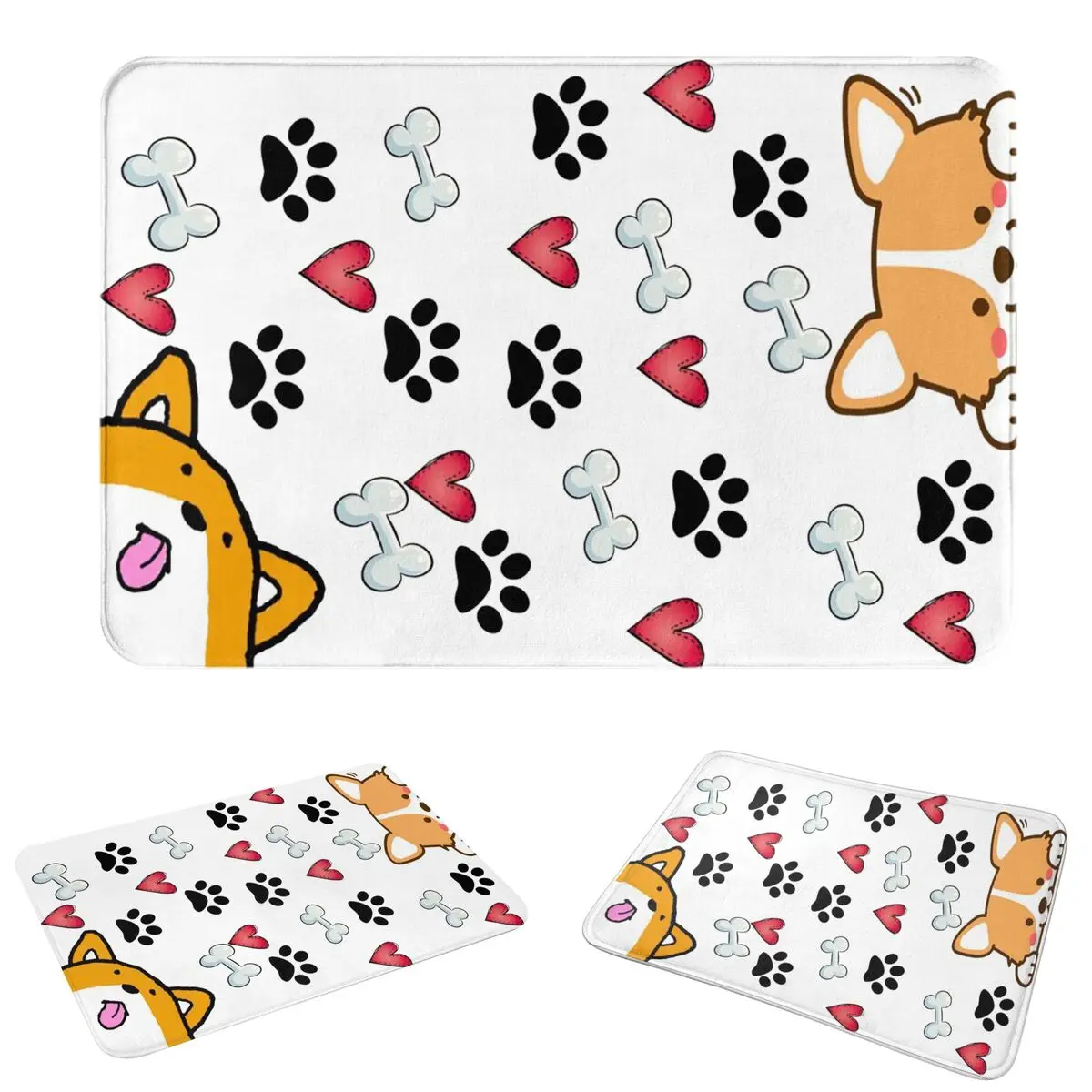 Colorful Dog Paw Print Pattern Doormat Absorbent Mat Carpet Rug Kitchen Entrance Home Floor Mat for Balcony Footpad Mats