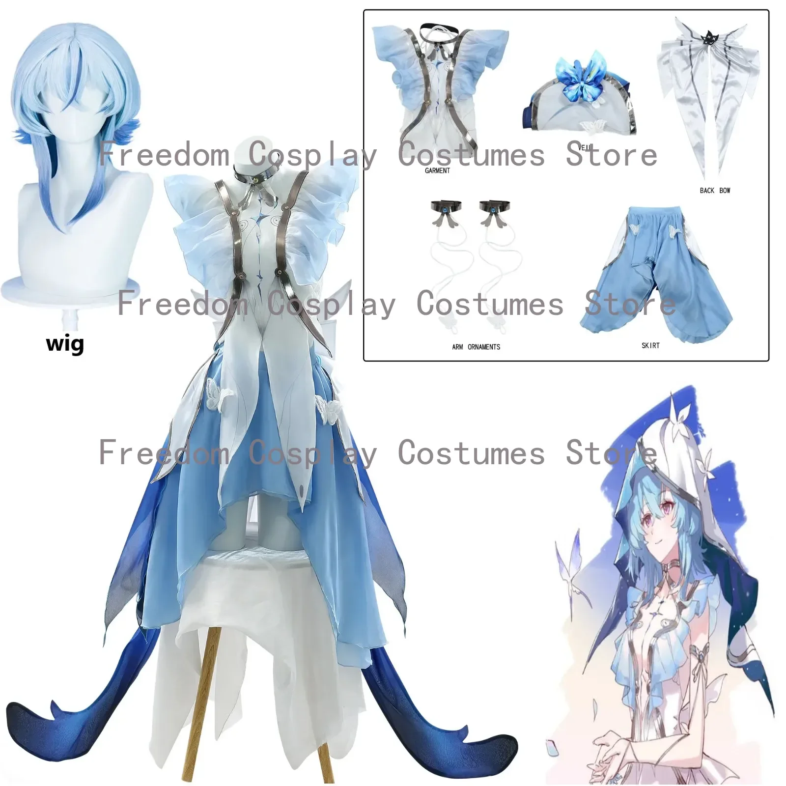 

The Shorekeeper Cosplay Wuthering Waves Costume Lovely Dress Uniform Women Game Suit Halloween Outfit Role Play