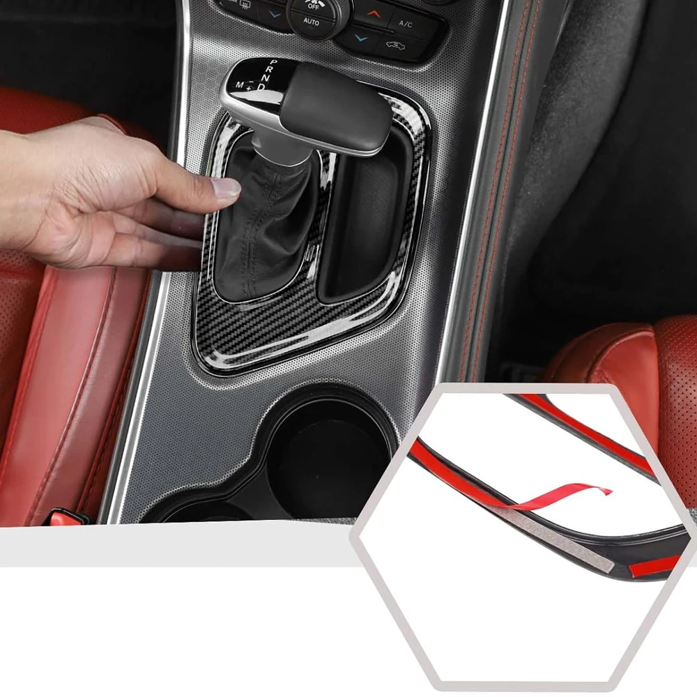Carbon Fiber Black Accessory For Dodge Challenger 2015-2022 Center Console Gear Shift Panel Interior Decorative Cover Trim