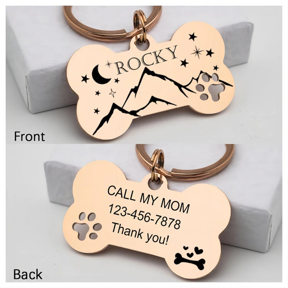 Etiquetas personalizadas para perros, etiquetas con nombre personalizadas para mascotas, etiquetas con nombre para gatos y perros, etiquetas de identificación personalizadas de acero inoxidable para mascotas