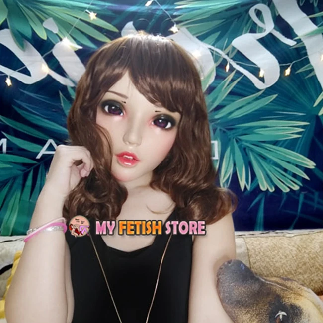 (Fu-06) femme douce fille résine demi-tête Kigurumi BJD yeux Crossdress Cosplay japonais Anime rôle Lolita masque avec yeux et perruque