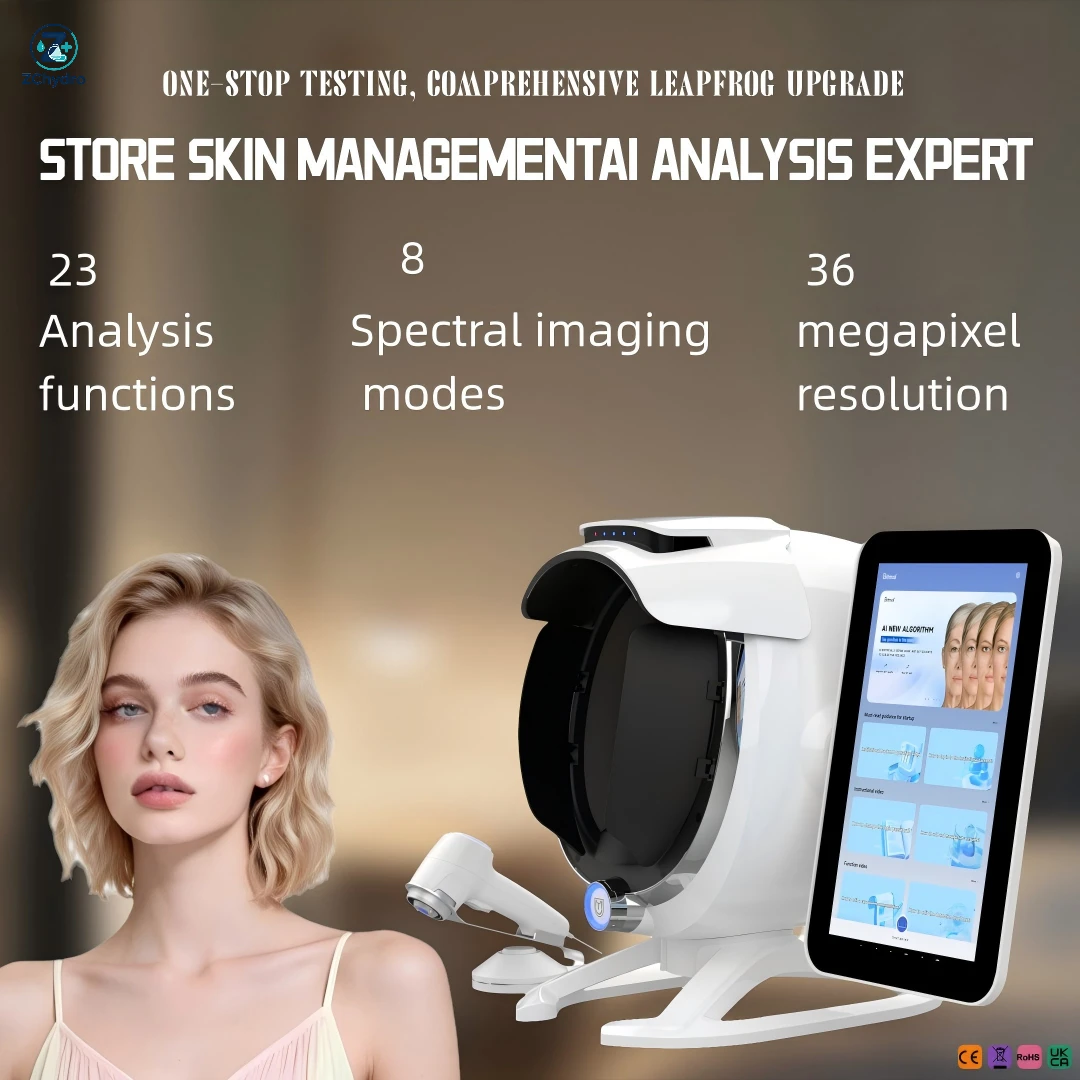 3D AI Skin Analyzer Machine 8 Spectrum Imaging Facial Skin Tester 270° Seamless Scan 30+ Analysis Indicators Moisture Wrinkle Po