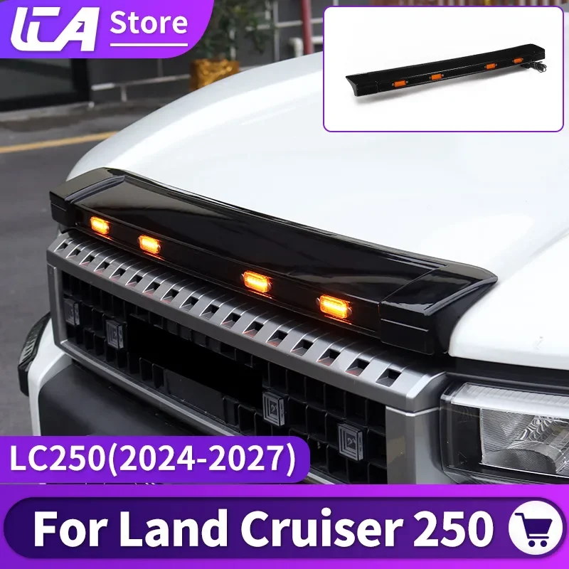 

For Toyota Land Cruiser Prado LC250 250 j250 2024 2026 Lighted Front Hood Sand Stone Guard Protect Vehicle Exterior Accessories