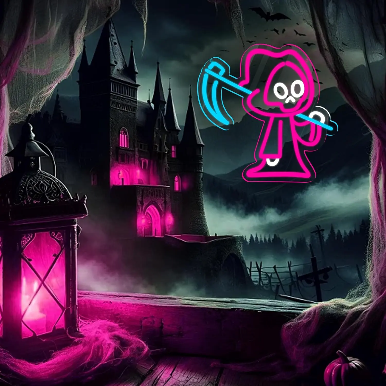 Ghost Neon Sign LED Ghost Shape Neon Light for Wall Decor Spooky Halloween Decoration Light up Sign for Bedroom Porch Front Door