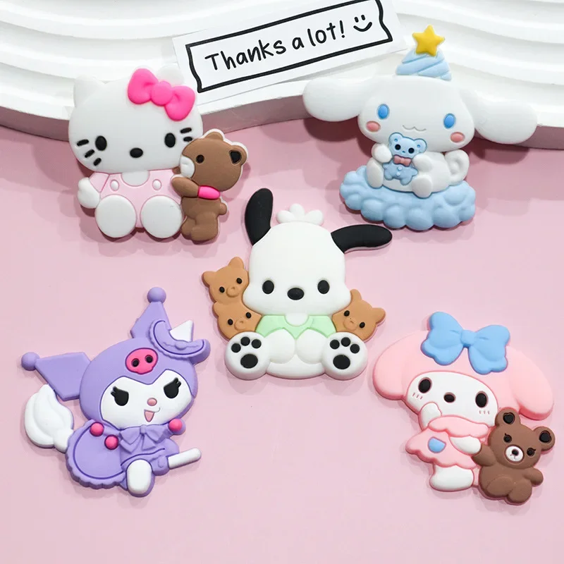

Miniso Hot Cute Sanrio Cartoon Yugui Dog KT Cat Kuromi Soft Rubber DIY Accessories Shoes Accessories