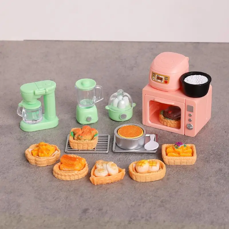 【F】1Set Dollhouse Electronic Oven Rice Cooker Model 1/12 Scale Miniature Dollhouse Food Pretend Bread Doll Accessories