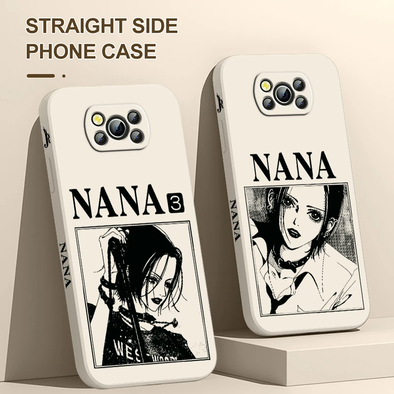 Anime NANA Fashion For Xiaomi Poco Cover For X4 X3 F4 NFC M6 M5 M4 M3 GT S Pro 4G 5G Liquid Left Rope Phone Case