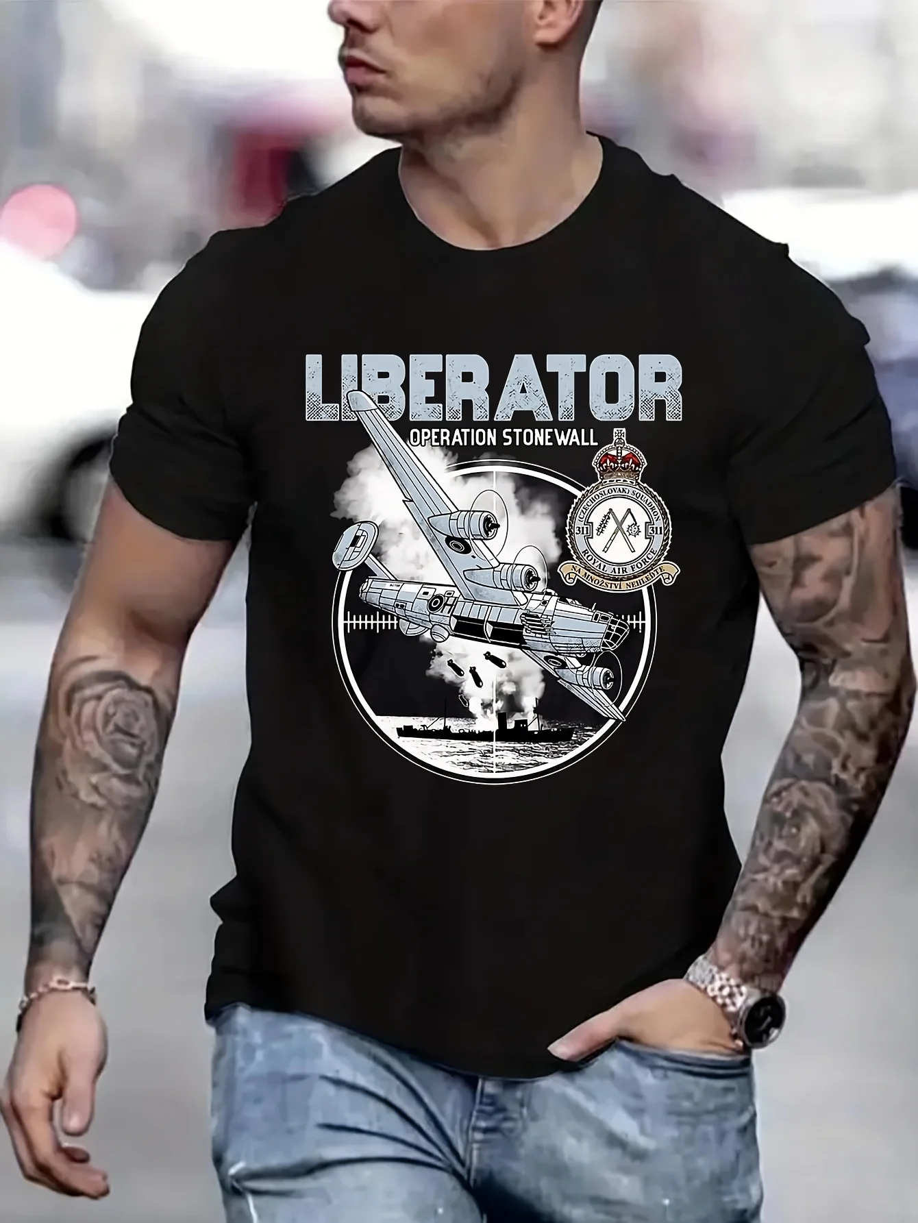 RAF B-24 Liberator Bomber Squadron 311 Dad Gifts Printed T-Shirt Gifts For Boyfriend Anime Men T shirt Printed T-Shirt B5022768