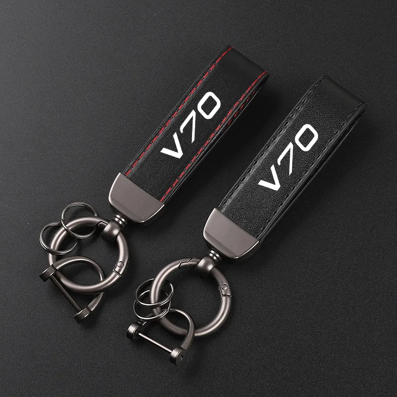 Deluxe Leather Keychain with Car Badge Keychain Pendant For Volvo v70