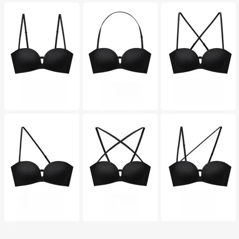 Front Closure Strapless Bras For Women Seamless Push Up Brassiere Thick Soft Underwear Solid Color Adjustable Invisible Lingerie view 5