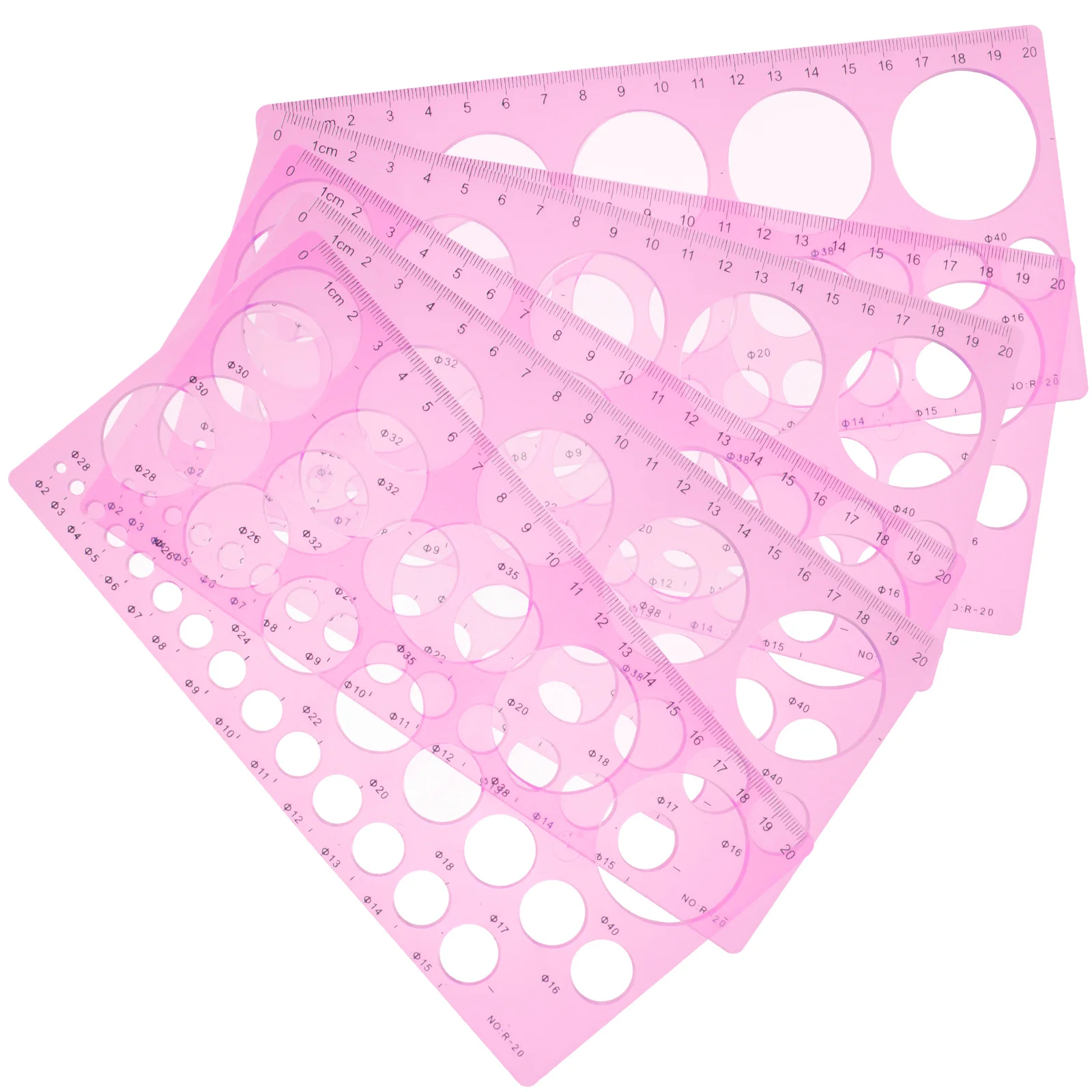 6pcs Circle Hole Ruler Tool Geometric Drawing Template Plastic Measuring Stencil For Engineering Architecture School Students