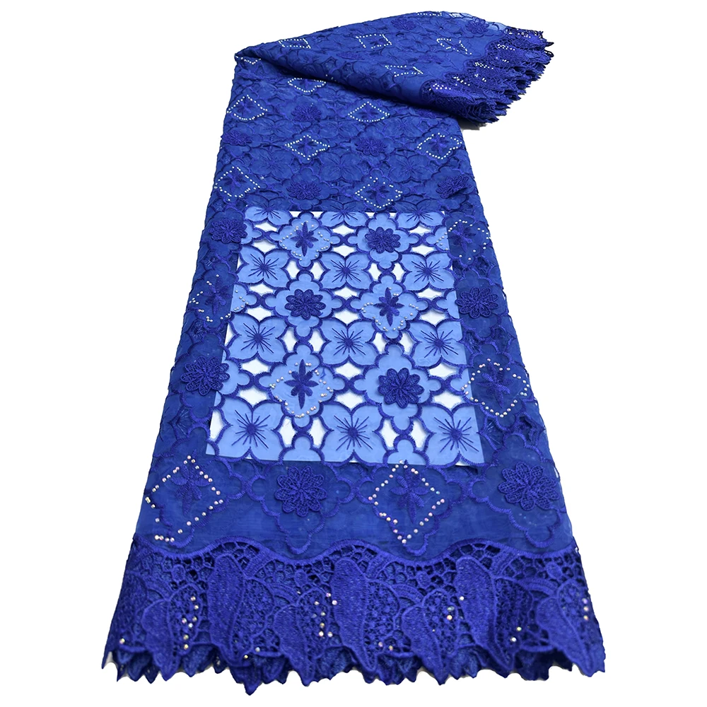 

5 Yards Pure Color soft water soluble organza French Guipure Lace African Tulle Cord Net Embroidered Fabric For Wedding Party