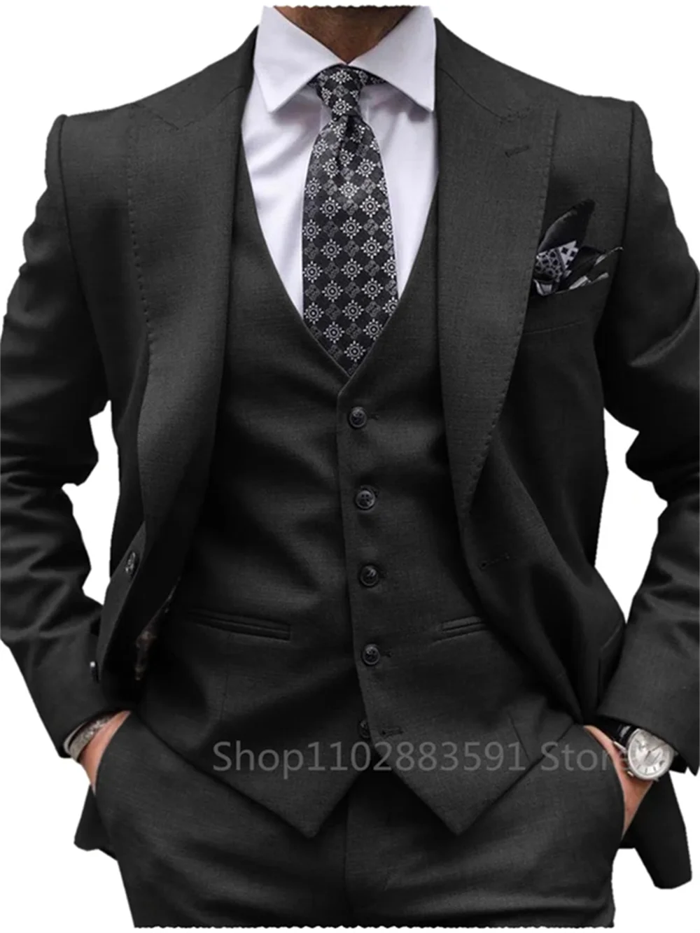 3 Pieces Latest Designs Men Suit Slim Fit Wedding Tuxedo Custom Made Notched Lapel Costume Homme Prom Male Clothing